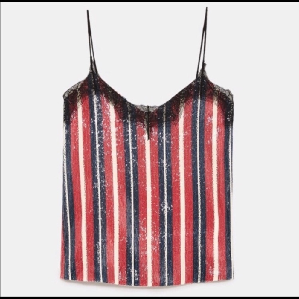 Zara Multicolored Sequin Top/ Size Xs - image 4